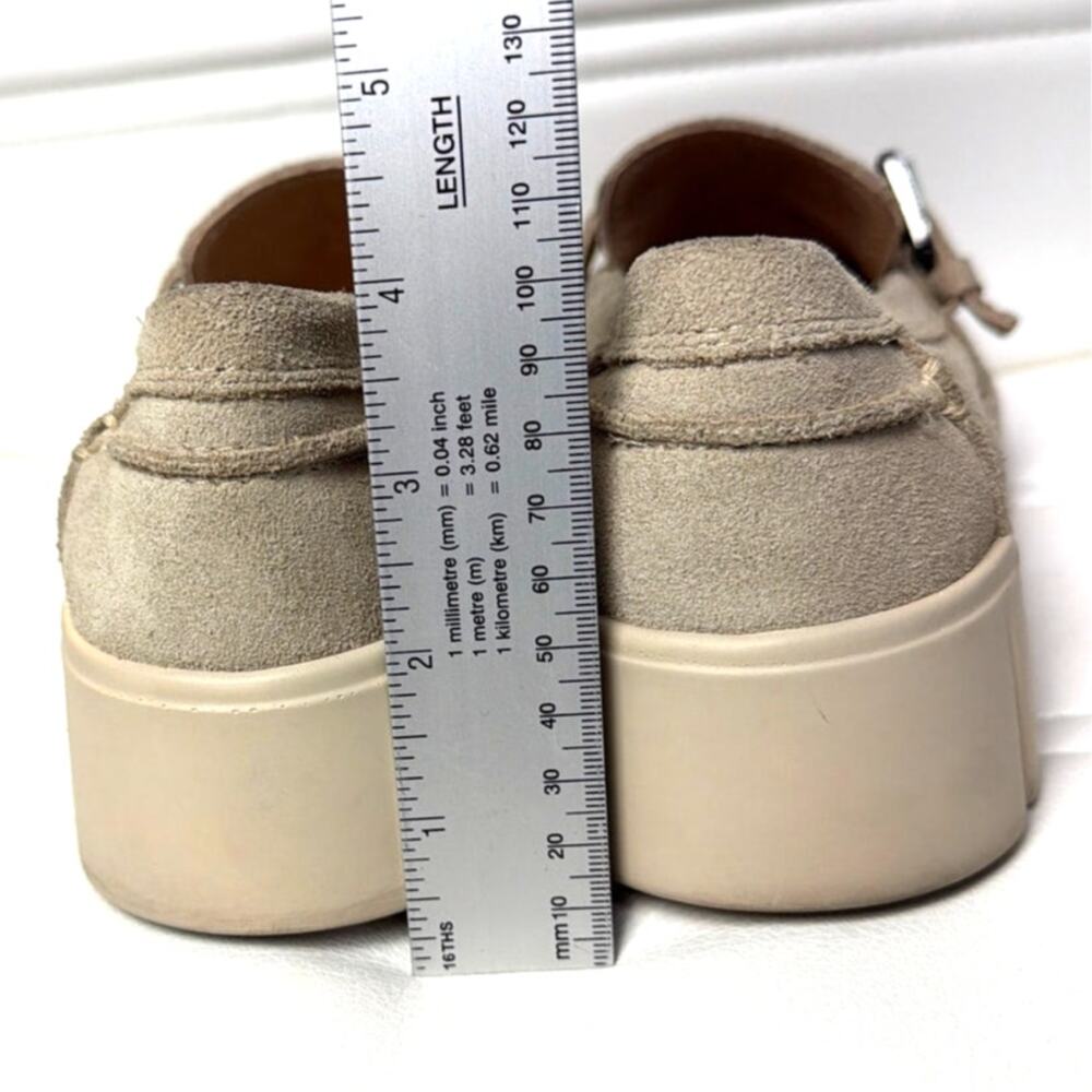 Geox D Ghoula Platform Loafers Beige Suede Studded Buckle Size 39 Office Casual - Picture 4 of 7